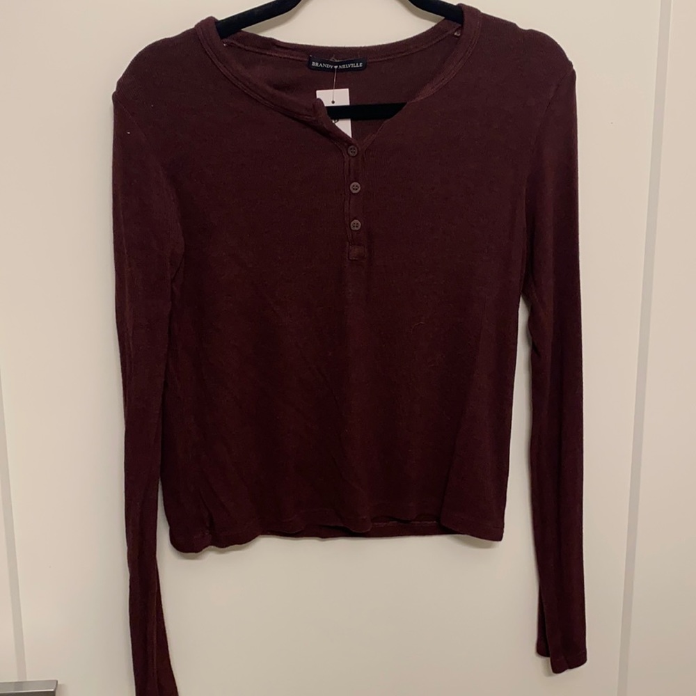 Brandy Melville purple/maroon Henley - new with tags